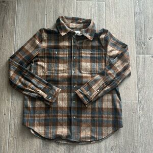 super cute size L brown and navy flannel from workshop